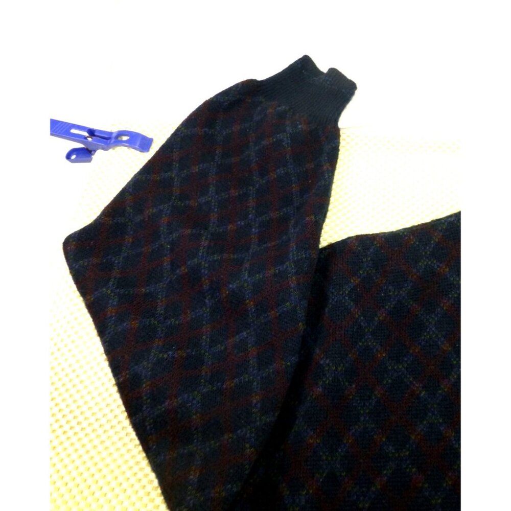 Vtg 90s Florence Tricot Cardigan Sweater Argyle L Patterned Wool Blend Italy - Picture 8 of 8